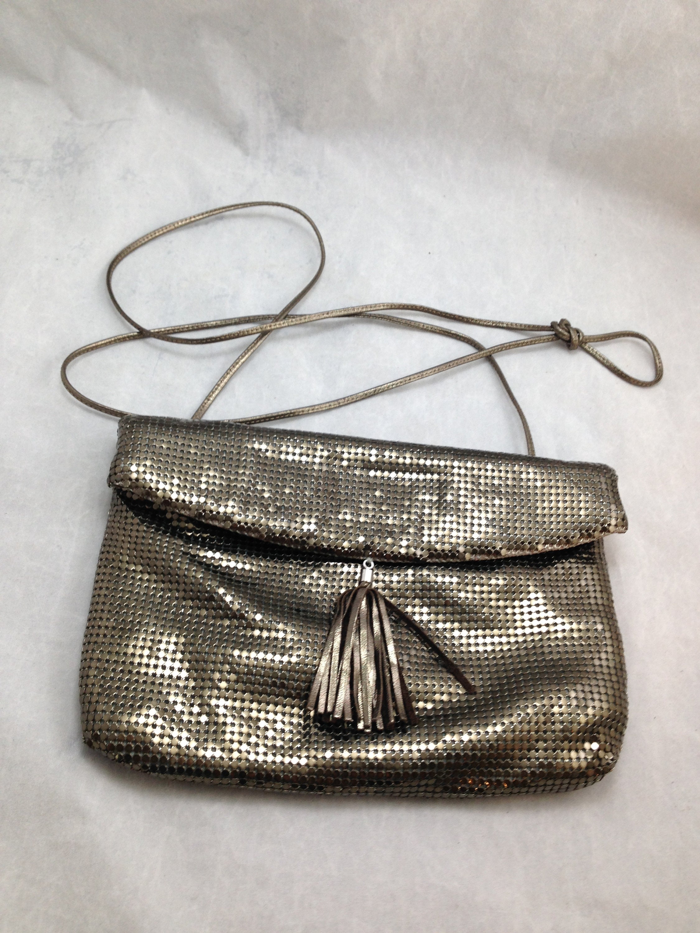 whiting and davis black mesh purse