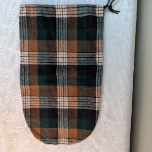 Pendleton Drawstring Pouch 15 by 9 Inches in a Brown, Grey, Black and Beige Plaid 04826