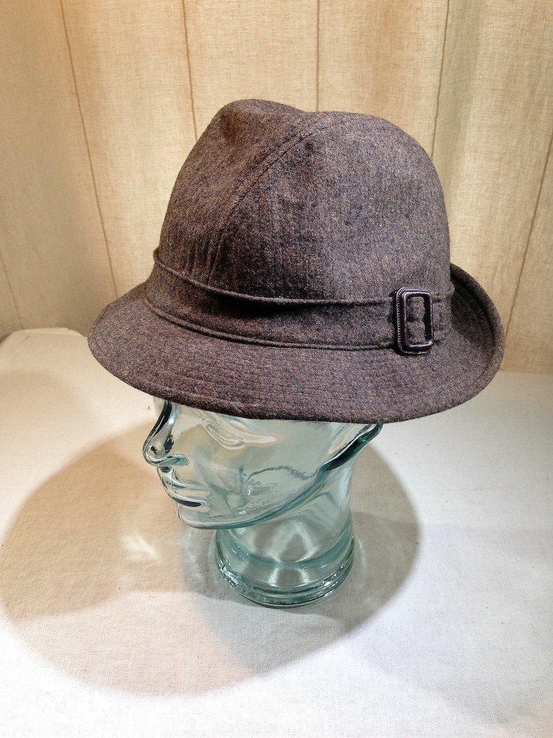 Vintage Pendleton Wool Brown and Brown Speckled Bucket Style Fedora Size 7 02565 image 1