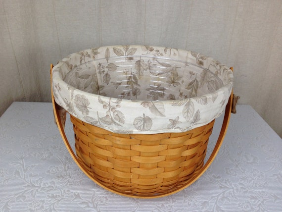Vintage Large Roundlongaberger Basket 13 Inches Across and Stands