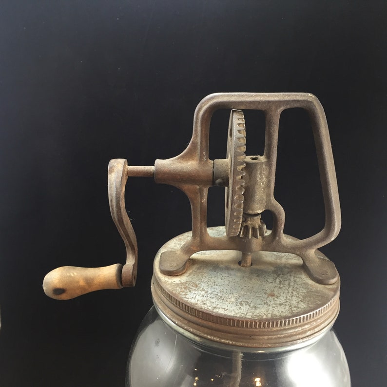 Vintage 4 Quart Glass Butter Churn With Metal Paddles Unknown Etsy