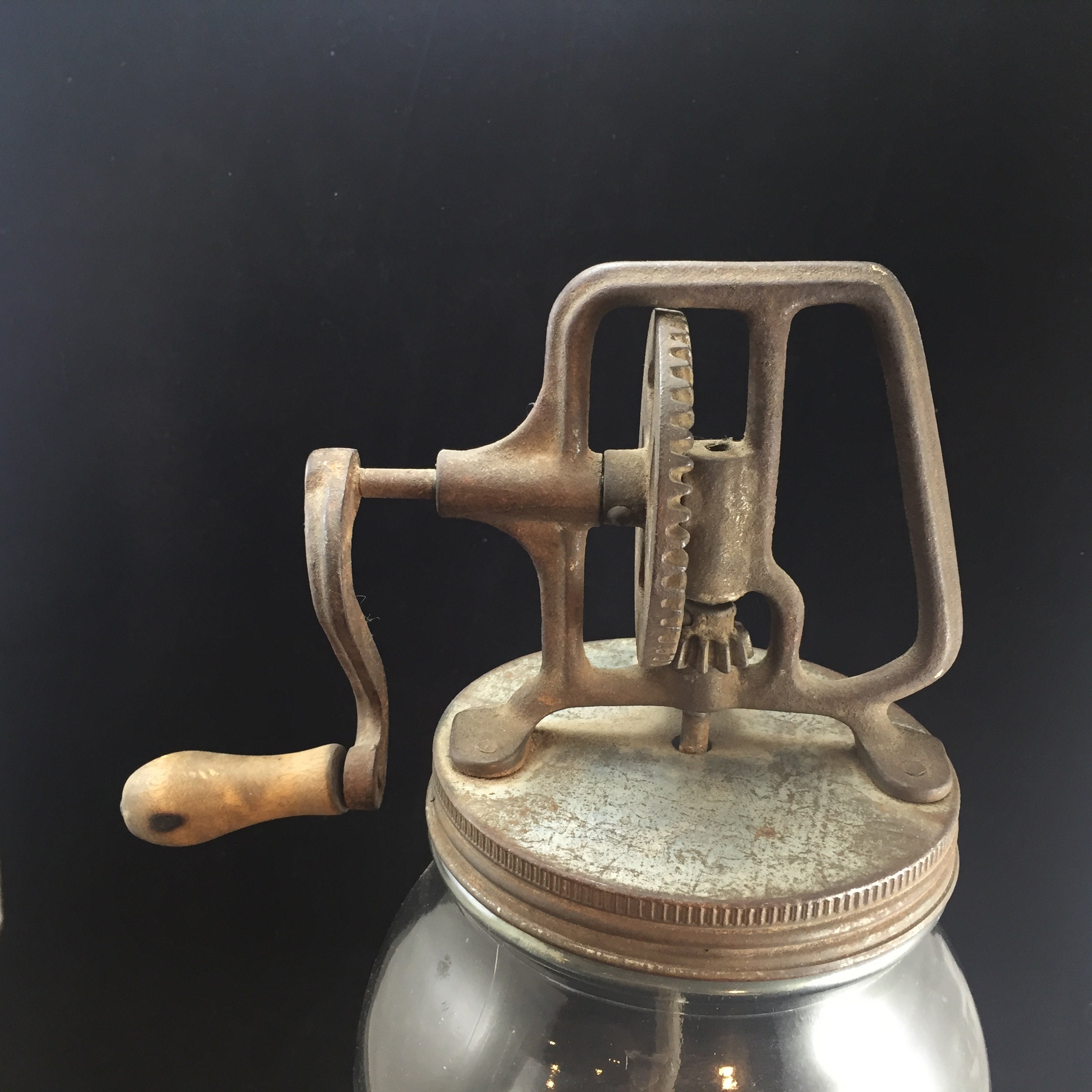 Vintage 4 Quart Glass Butter Churn With Metal Paddles Unknown Etsy