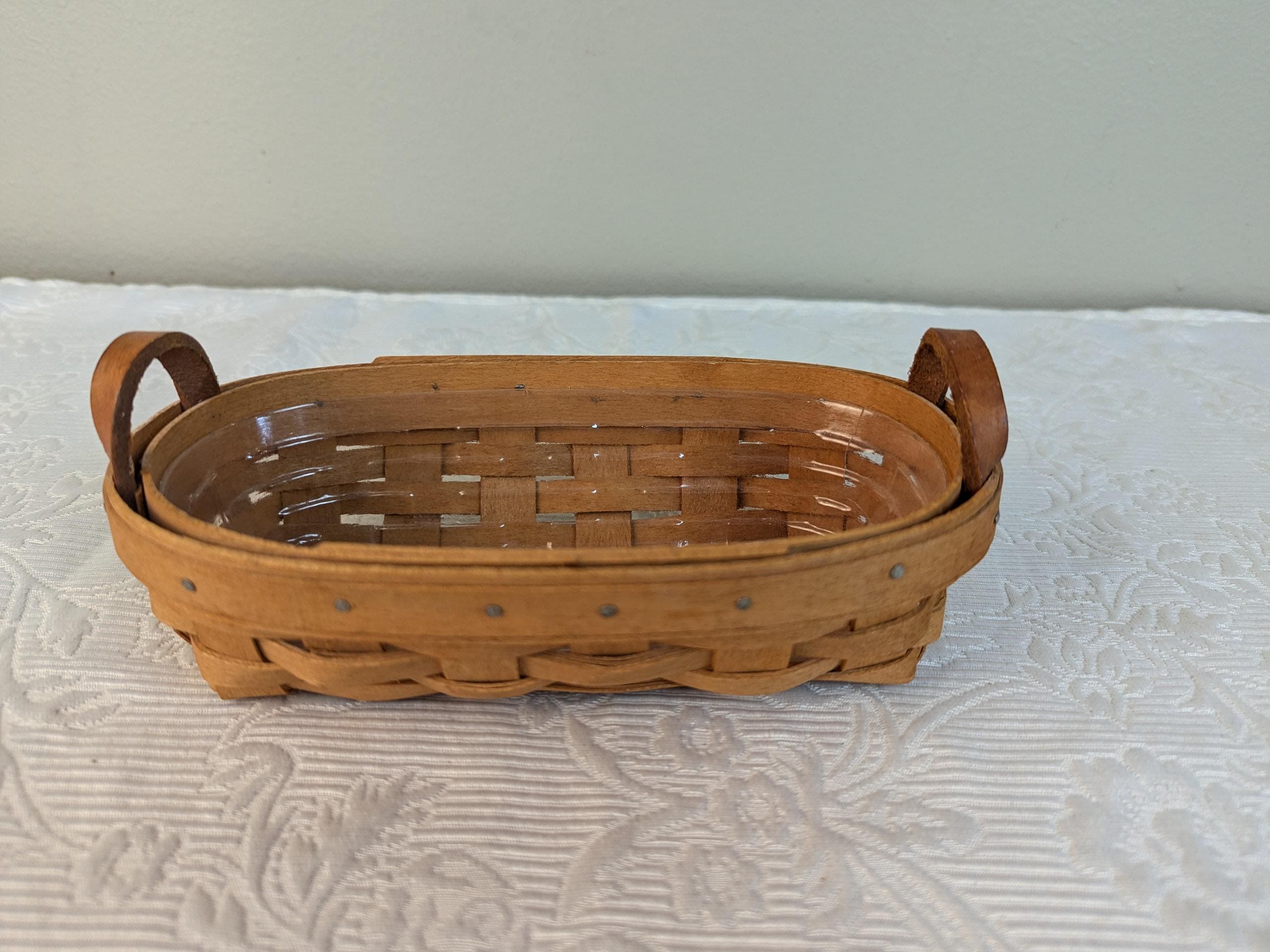 Vintage Longaberger Basket 8 by 4 Oval With Leather Handles With