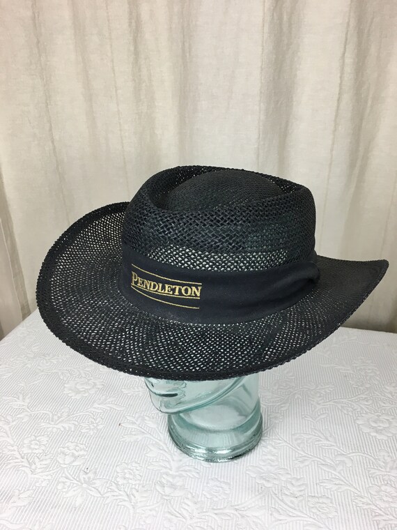 Vintage Pendleton Black Straw Hat, Somewhat Rigid in a Loose  display picture 3