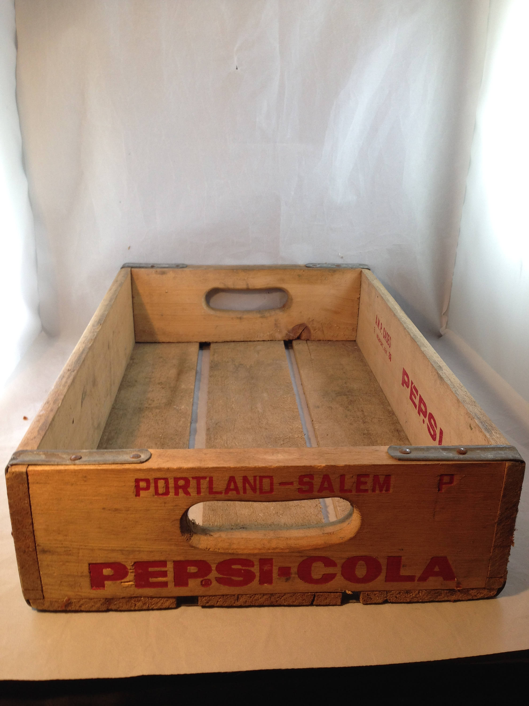 Vintage Pepsi-cola Case Sized Wooden Crate With Great Graphics