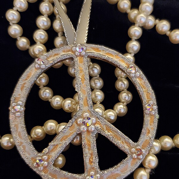 3" Ornament Accent - Jeweled Peace Sign