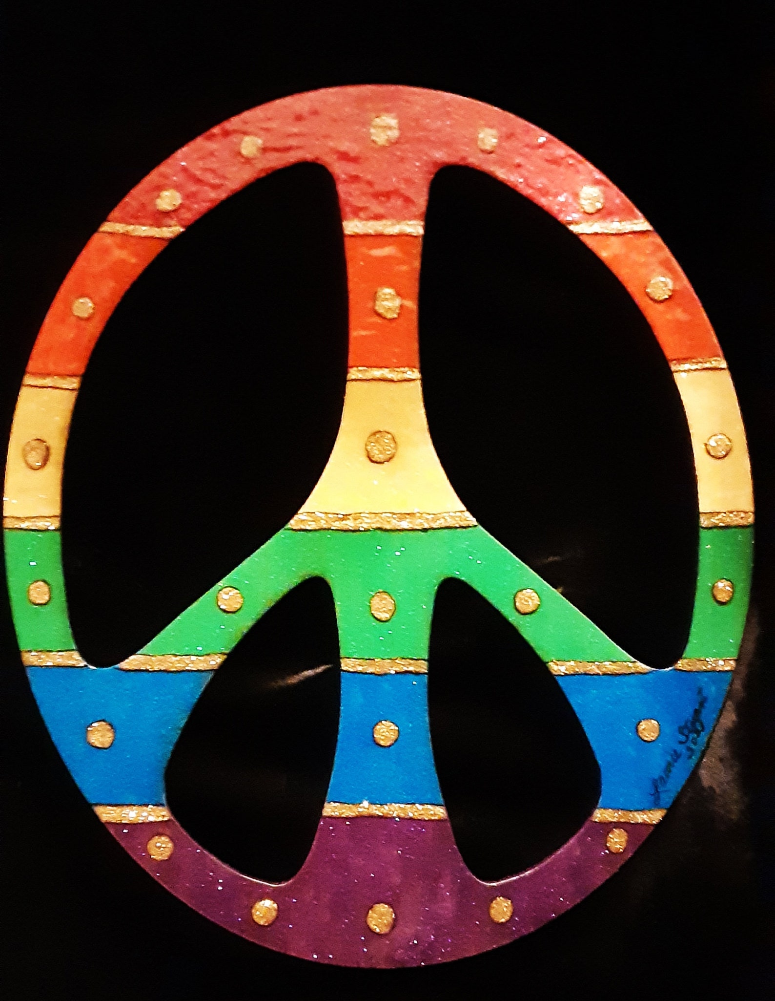 12 x 10 1/2 Rainbow Oval Peace Sign Red Orange | Etsy