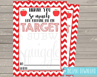 PRINTABLE Target Gift Card Holder, Teacher Appreciation, Keeping Me On Target, Teacher Gift, Bus Driver gift, Coach Gift, Teaching Assistant