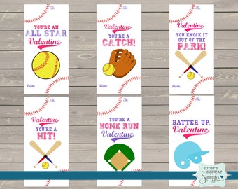 Softball Valentines, softball valentine's day cards, classroom valentines, baseball classroom valentines, sports valentines, printable, cute