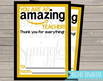 PRINTABLE Amazon Gift Card Holder, Thank You for being an Amazing Teacher Gift, End of the Year Teacher Gift, Teacher Appreciation Printable