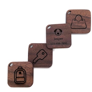 Bespoke Wooden Apple Airtag Dog Holder Keychain Accessory