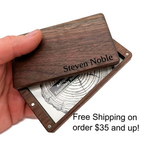 Personalized Business Card Holder, Personalized Business Card Case, Business card case wood image 1