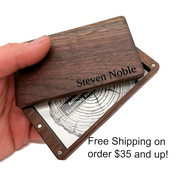 Personalized Business Card Holder, Personalized Business Card Case, Business card case wood