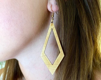 Wood kite earrings / lightweight dangle earrings