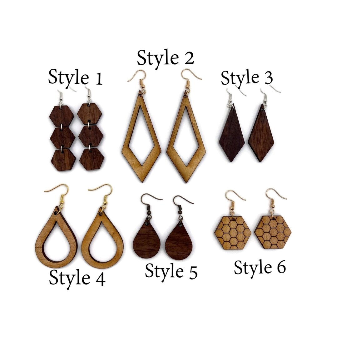 Lightweight Wood Dangle Earrings Wooden Teardrop Earrings Etsy