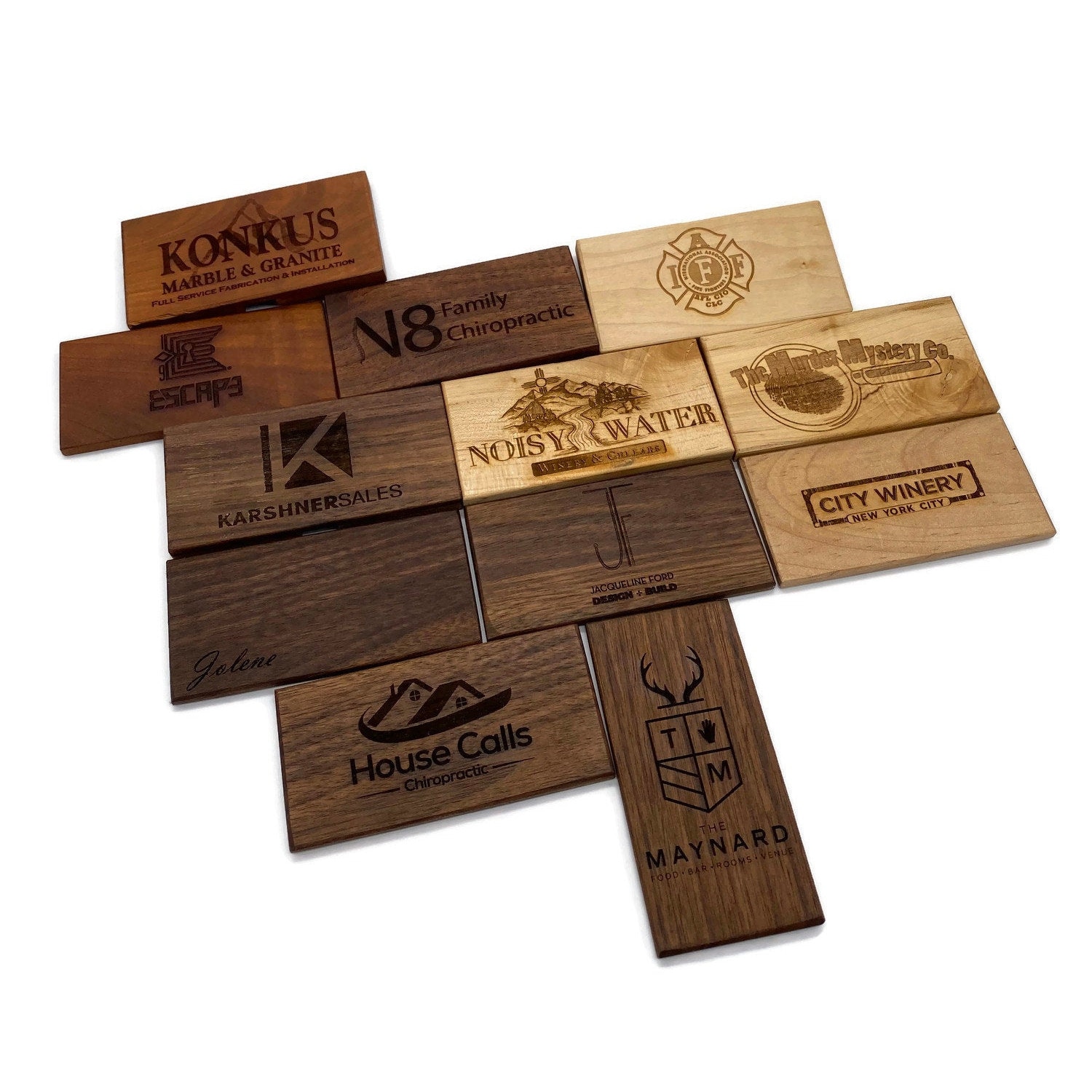 Wood business card case/Business card holder wooden/Credit card case/ID wallet RFID protection Line art 