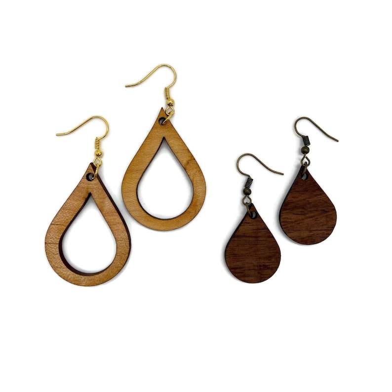 Lightweight Wood Dangle Earrings Wooden Teardrop Earrings Etsy UK