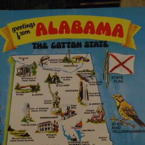 Quaderno con cartolina d'epoca dell'Alabama