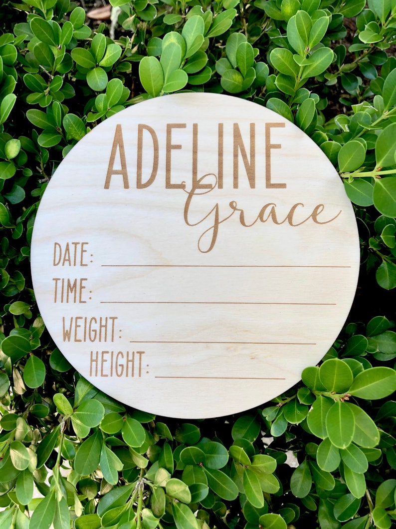 Birth Announcement Sign Newborn Photo Prop Birth Stats Laser Engraved ...