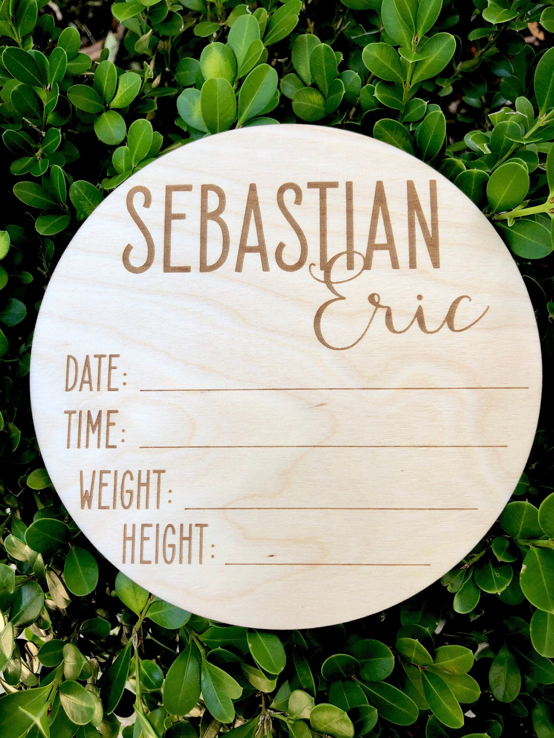 Birth Announcement Sign Newborn Photo Prop Birth Stats Laser Engraved ...