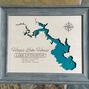 Custom Lake Map Personalized (Any Lake Available) Laser cut, Personalized Lake House sign Engraved Lake Map Lake Art