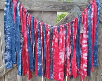 Fabric Garland, Fabric Banner, Fabric Bunting, Tie Die Garland, Tie Dye Decoration, Tie Dye Bunting, Tie Dye Photo Prop, Boho Garland