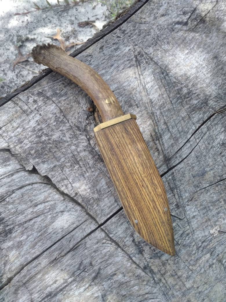 Deer antler knife, Rustic knife, handmade knife, Hunting knife with