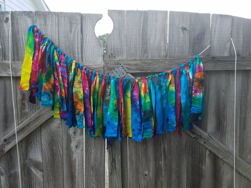 Fabric Garland Fabric Banner Fabric Bunting Tie Die Garland Tie