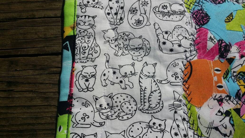 Mini Quilt Cat Face, Cat Play Mat, Cat art, Quilted Cat Face, Cat Wall