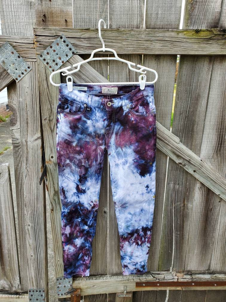 Tie Dye Women's Denim Jeans , Upcycled Women's Tie Dye Jeans , Festival Jeans , Hippie Jeans