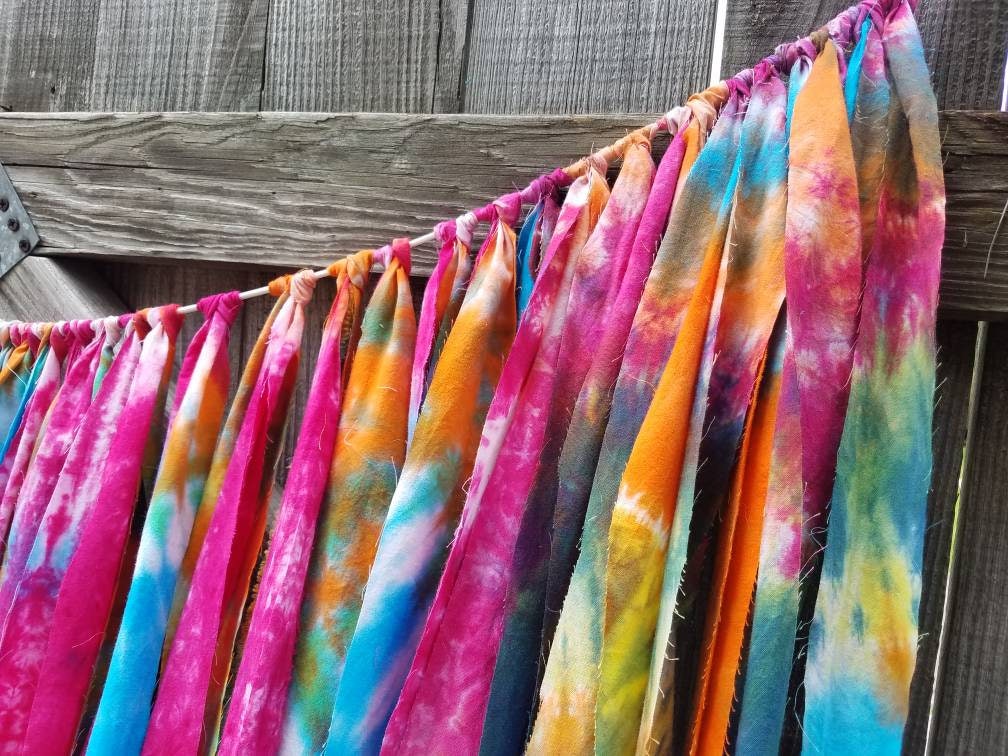 Fabric Garland, Fabric Banner, Fabric Bunting, Tie Die Garland, Tie Dye