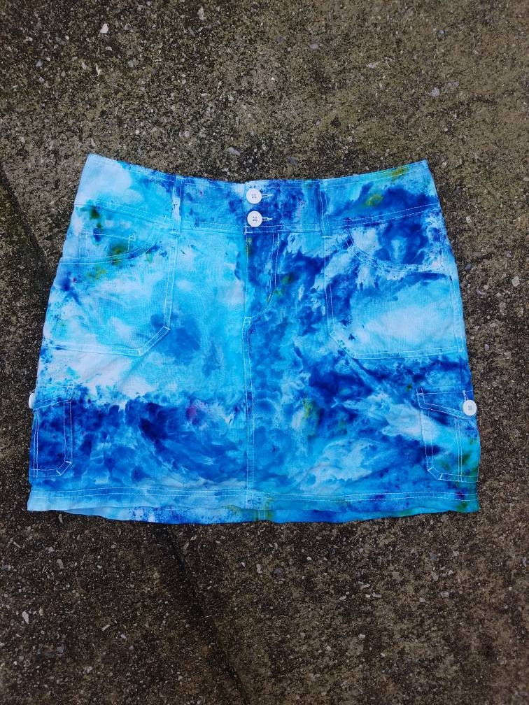 tie dye jean skirt