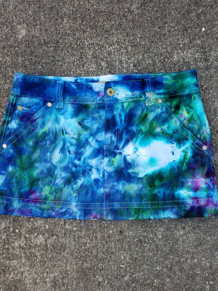 Tie Dye Skirt , Upcycled Tie Dye Skirt , Festival Skirt , Woodstock