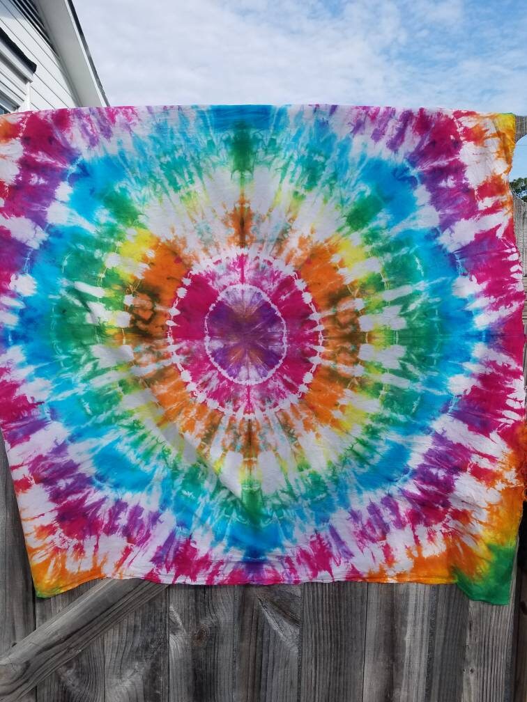 Tie Dye Cotton Fabric, Tie Dye Tapestry, Tie Dye Wall Hanging, Rainbow