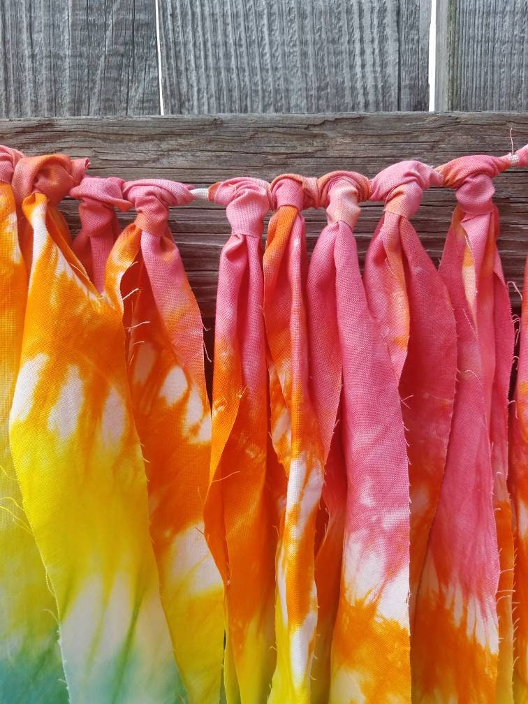 Fabric Garland, Fabric Banner, Fabric Bunting, Tie Die Garland, Tie Dye