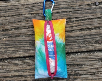 Tie Dye Tissue Pouch  Travel Tissue Holder  Small Pouch Small Zipper Bag