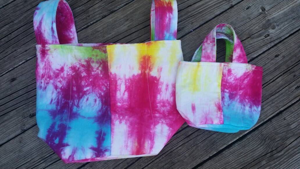 Tie Dye Quilted Totes /Hand Dyed Tie Dyed Reversible Reusable Washable ...