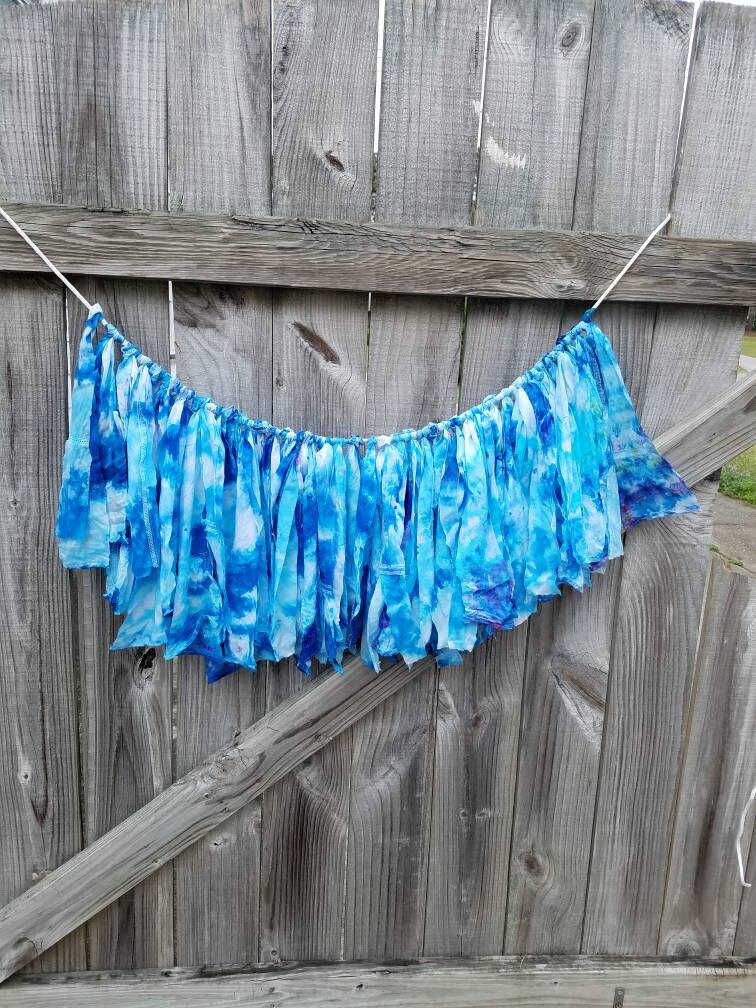 Fabric Garland, Fabric Banner, Fabric Bunting, Tie Die Garland, Tie Dye