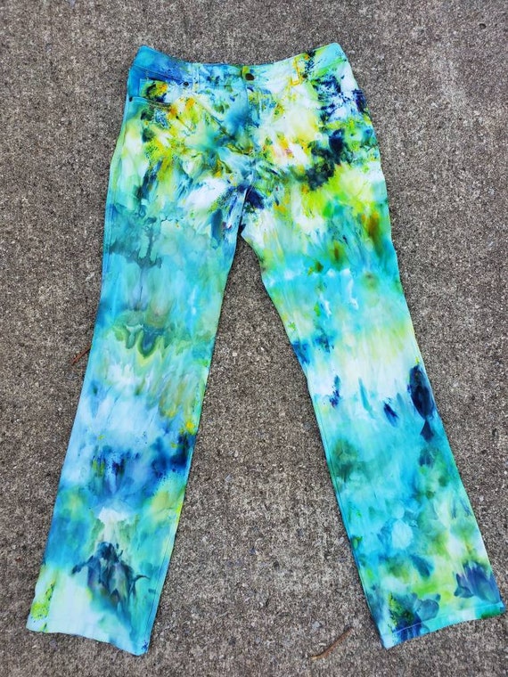 Tie Dye Women's Denim Jeans , Upcycled Women's Tie Dye Jeans , Festival Jeans , Hippie Jeans , Festival Attire , Woodstock Denim , Boho Jean