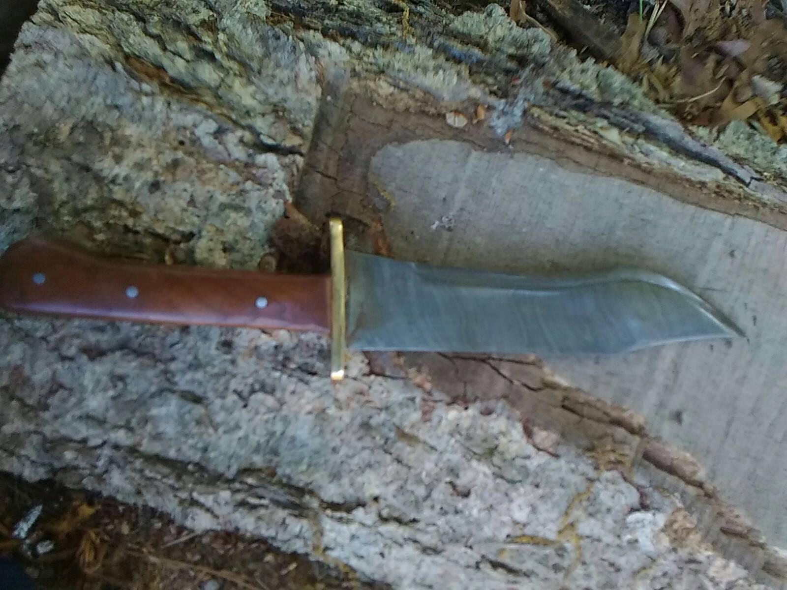 Large Recurve Bowie, Bowie knife, Damascus Bowie, Camp knife, Hiking