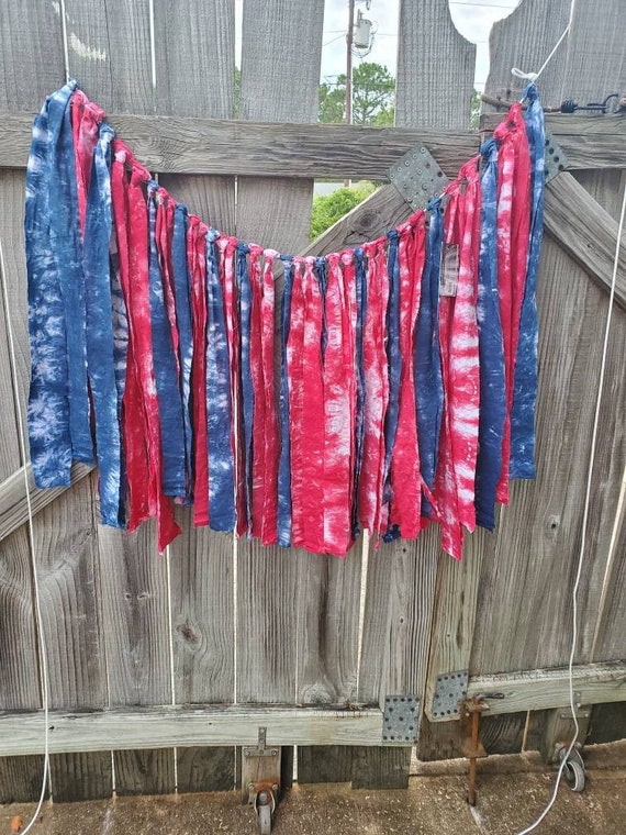 Fabric Garland, Fabric Banner, Fabric Bunting, Tie Die Garland, Tie Dye Decoration, Tie Dye Bunting, Tie Dye Photo Prop, Boho Garland