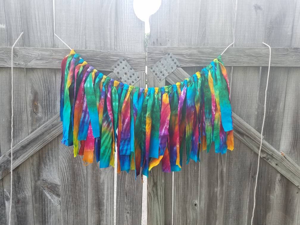 Fabric Garland, Fabric Banner, Fabric Bunting, Tie Die Garland, Tie Dye