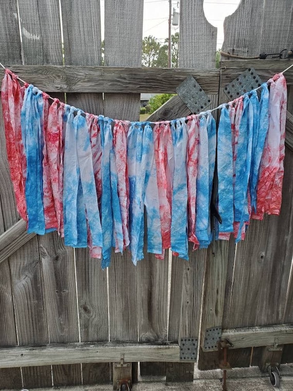 Fabric Garland Fabric Banner Fabric Bunting Tie Die Etsy