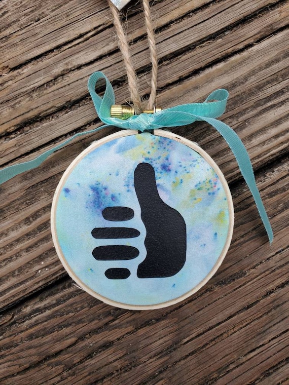 Thumbs up sign, Okay sign, Peace Sign, Funny Sign, Gag Gift, Office Art, Tie Dye Art, Office Gift, Small Gift, Embroidery Hoop Art