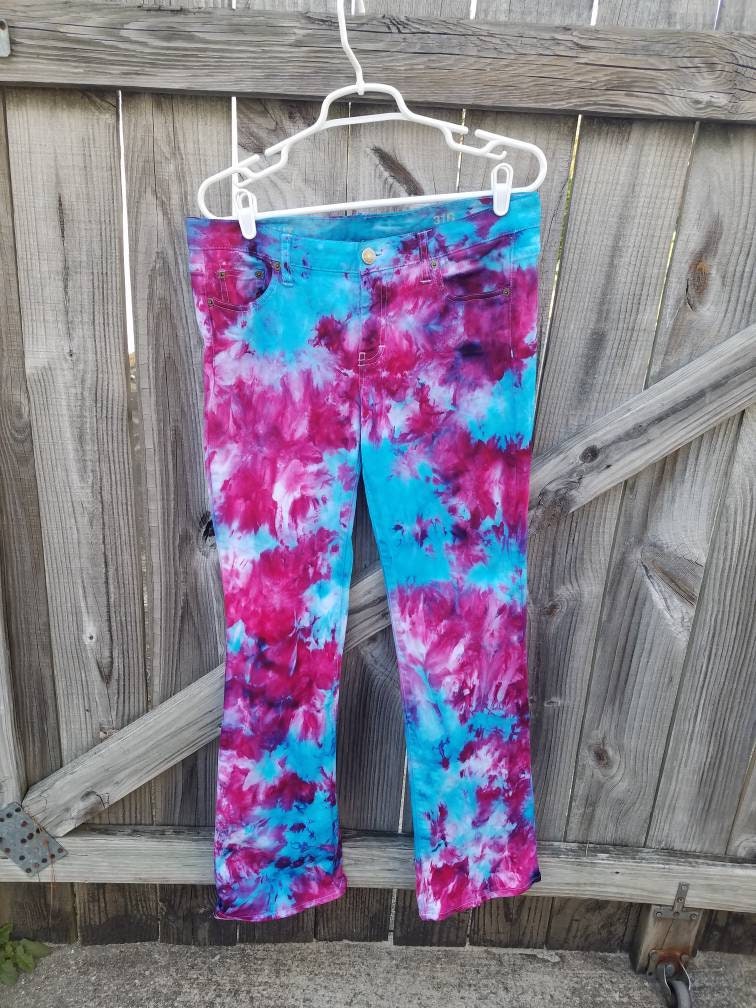 Tie Dye Women's Denim Jeans , Upcycled Women's Tie Dye Jeans , Festival
