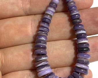 Lavender Wampum Shell Beads- Light Purple (America's First Currency Year 1637-1673) Graduated Rondelle 5-10mm (5 Inches)