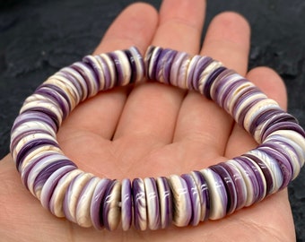 Wampum Shell Beads Bracelet From New England / Rhode Island (America's First Currency From Year 1637-16730) Elastic Durable