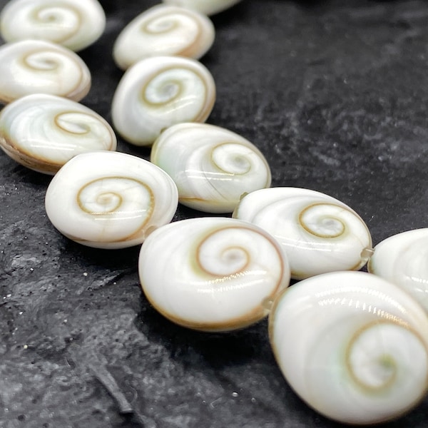 Pearly-White Doublet Shiva Eye Shell TearDrop Beads (Double-Sided Represents Completeness & Balance- Yin Yang)