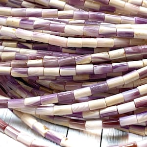 White Wampum Shell Beads with Lavender-Tone From New England/New York Beaches (America&#39;s First Currency Year 1637-1673) Tube 3X5mm (Tiny)