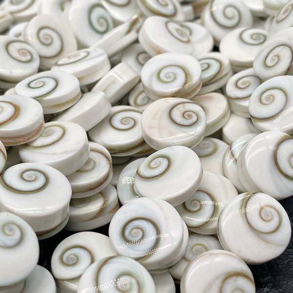 Whitest-White Doublet Shiva Eye Shell Coin Beads (Double-Sided Represents Completeness & Balance- Yin Yang)